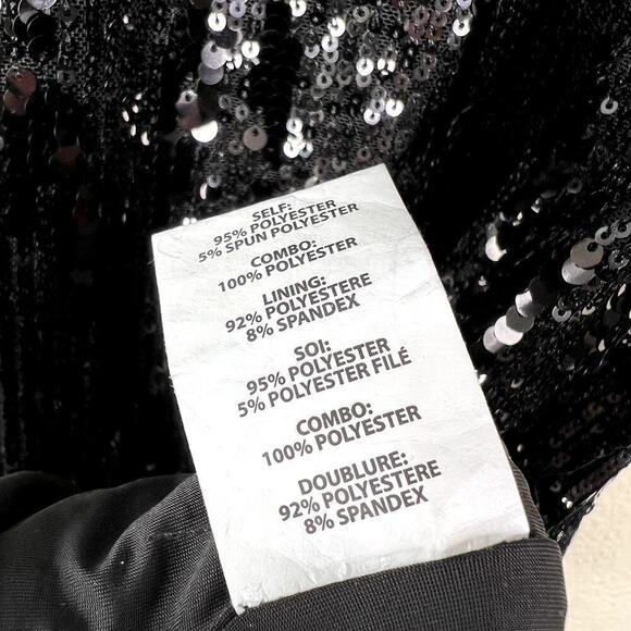 Ramy Brook Leanne Dress Midi Black Sequin Surplice V-Neck Sleeveless 8 NEW - Picture 8 of 10